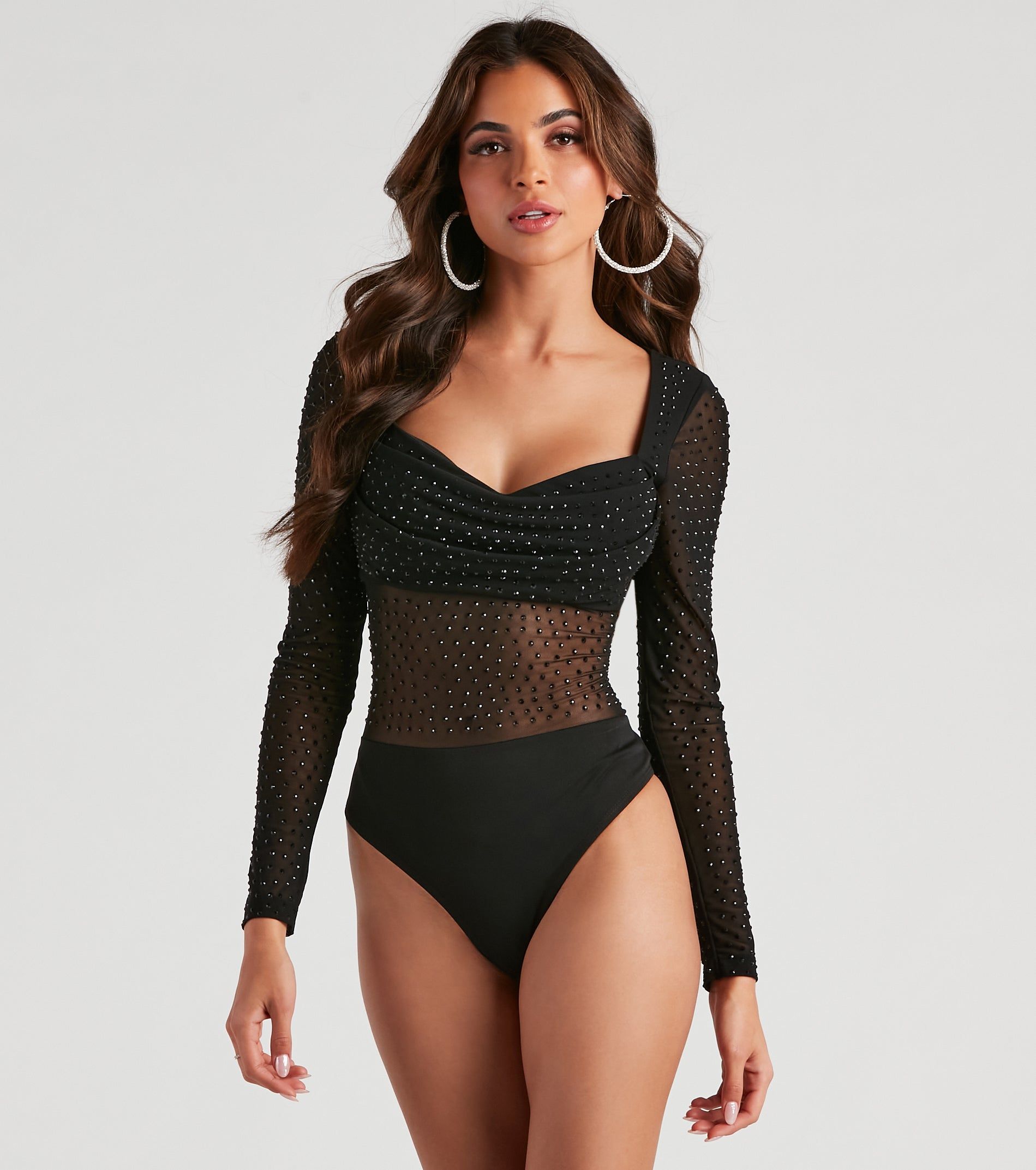 Sultry Fab Rhinestone Sheer Mesh Bodysuit sold by Windsor product image thumbnail 5
