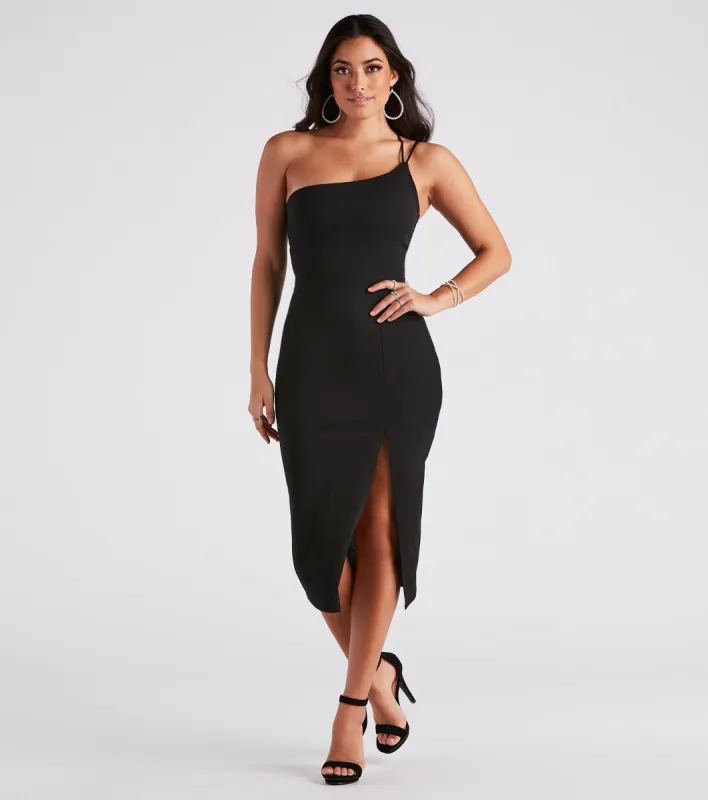 Rhea Formal One Shoulder Midi Dress sold by Windsor