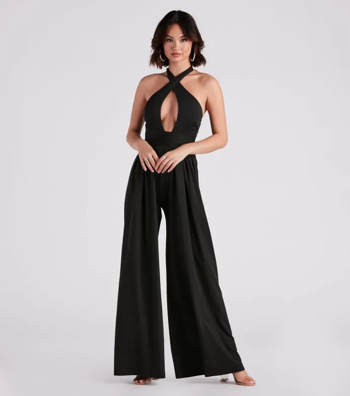Cutie Crossing Halter Wide-Leg Jumpsuit sold by Windsor