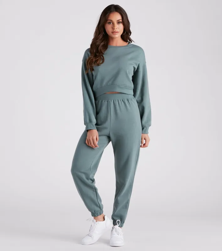 Comfy Vibes Crop Top And Sweatpants Set sold by Windsor