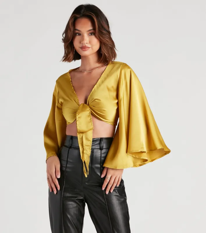 CLEARANCE - Sweet Secret Satin Kimono Sleeve Top sold by Windsor