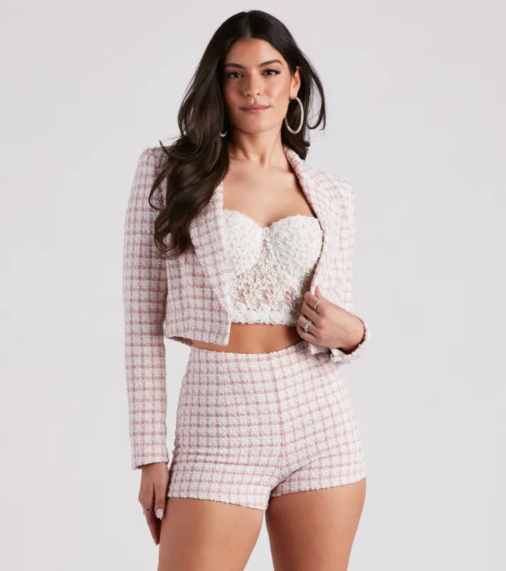 As If Moment Tweed Crop Blazer sold by Windsor
