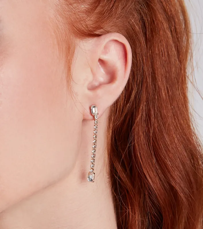 Chic Shine Rhinestone Stud And Duster Earrings Set sold by Windsor