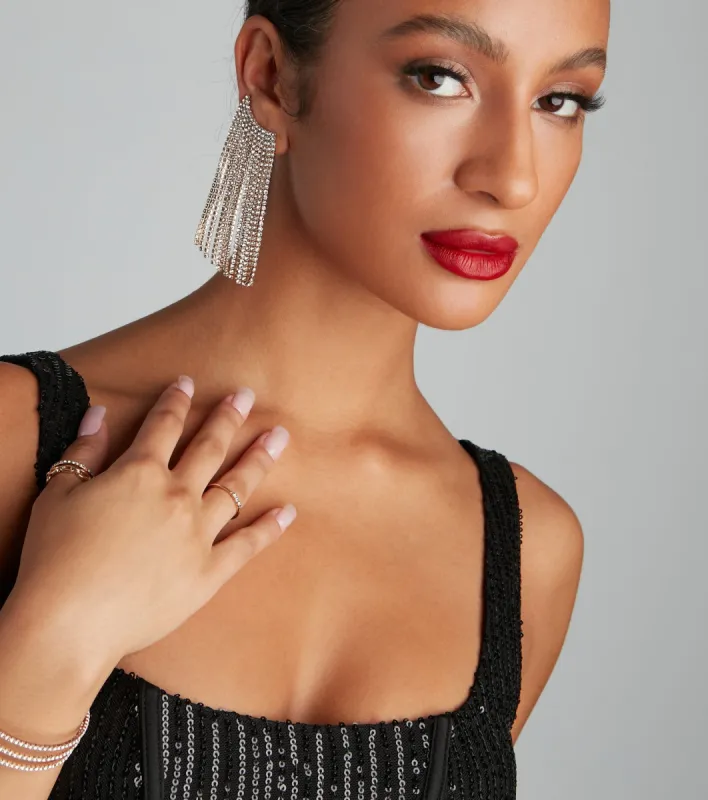 Angel Eyes Rhine Fringe Ear Cuffs sold by Windsor