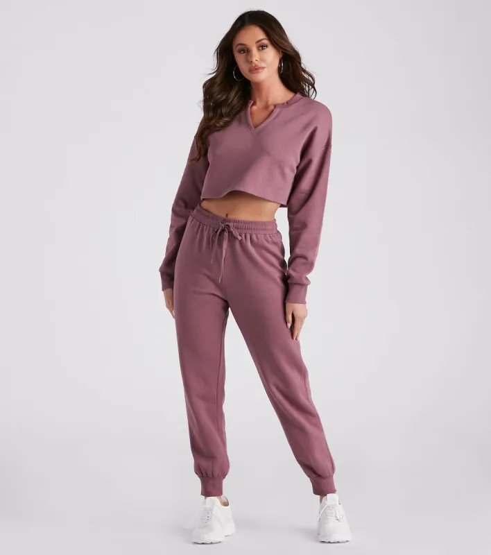 Casual Mood Crop Top And Joggers Set sold by Windsor