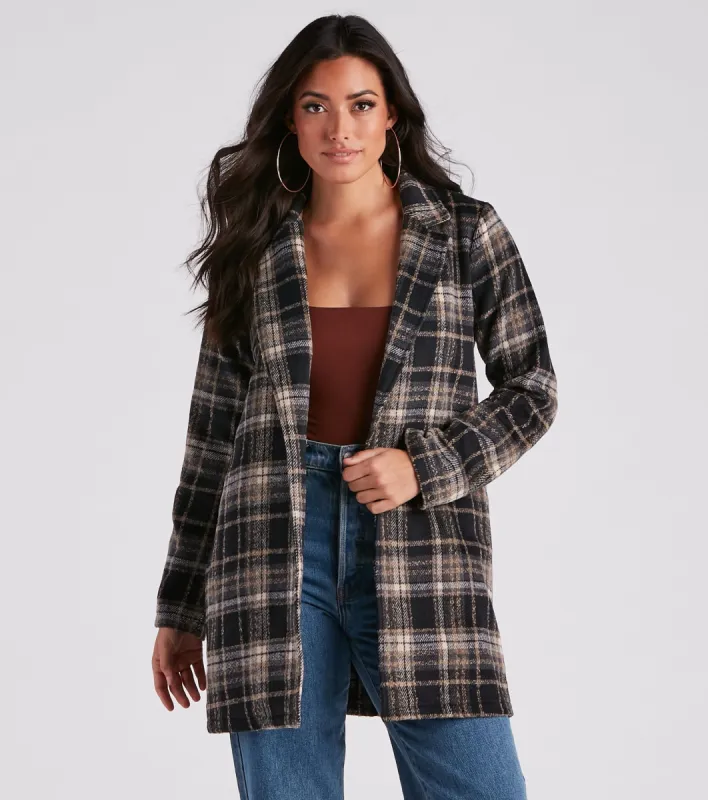 City Girl Plaid Faux Wool Coat sold by Windsor