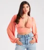 CLEARANCE - Blown Away Plunge Tie-Back Crop Top sold by Windsor