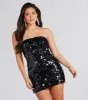 CLEARANCE - Flashy Glamour Sequin Strapless Mini Dress sold by Windsor