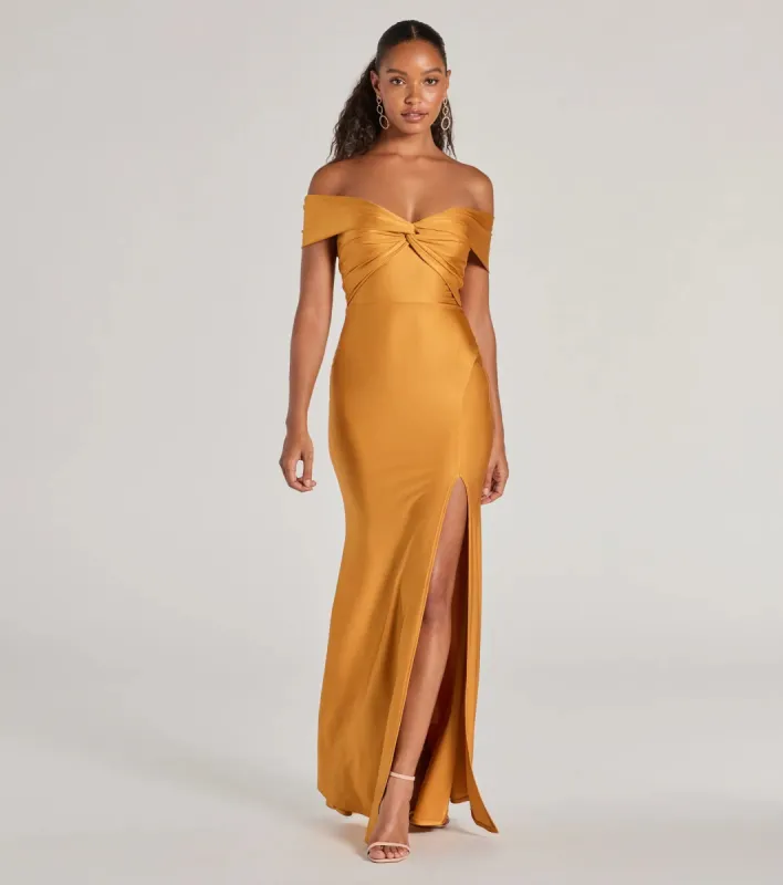 Steff Off-The-Shoulder Mermaid Slit Formal Dress sold by Windsor
