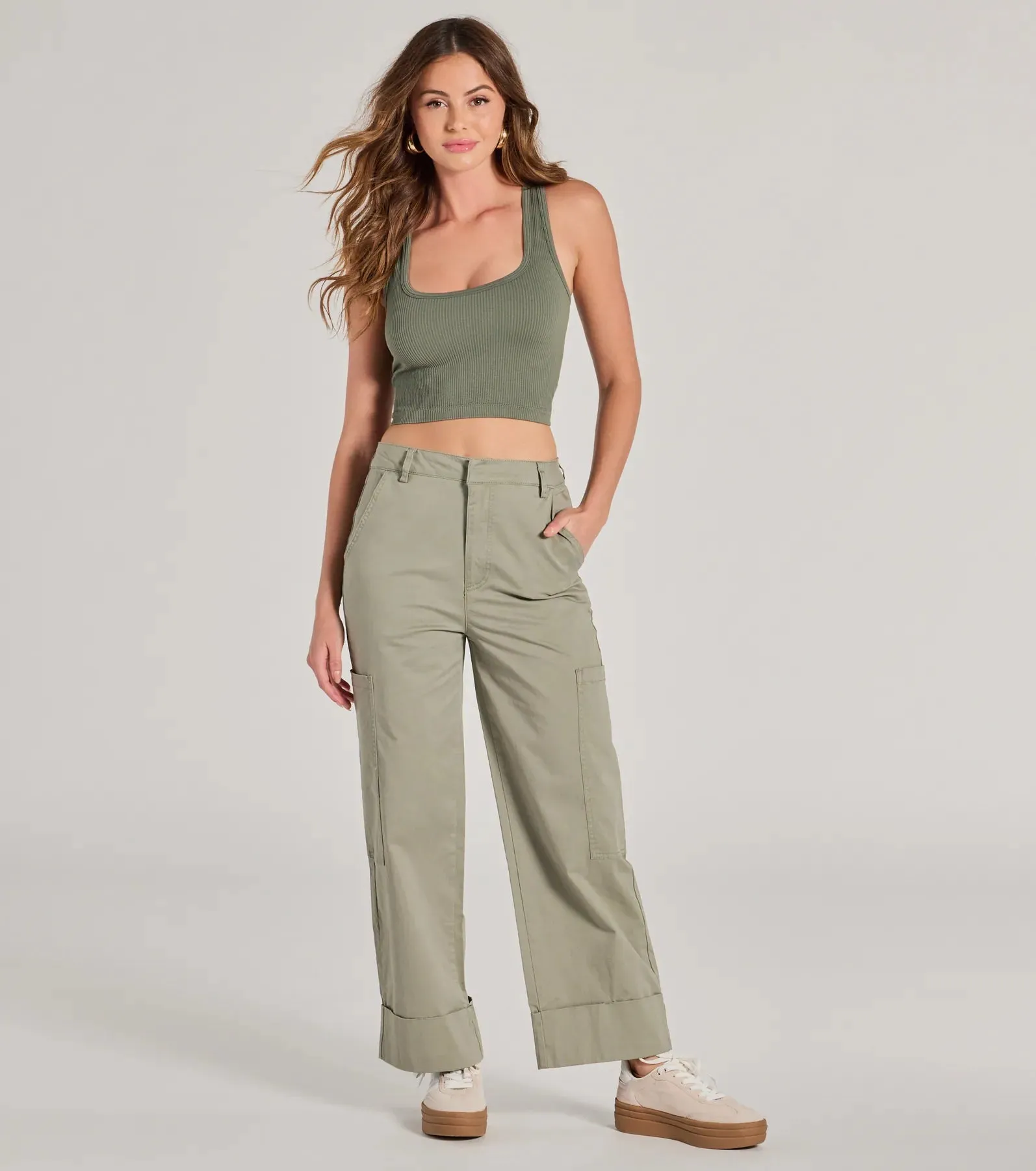 Weekend Trip High-Rise Cuffed Cargo Pants sold by Windsor product image thumbnail 5