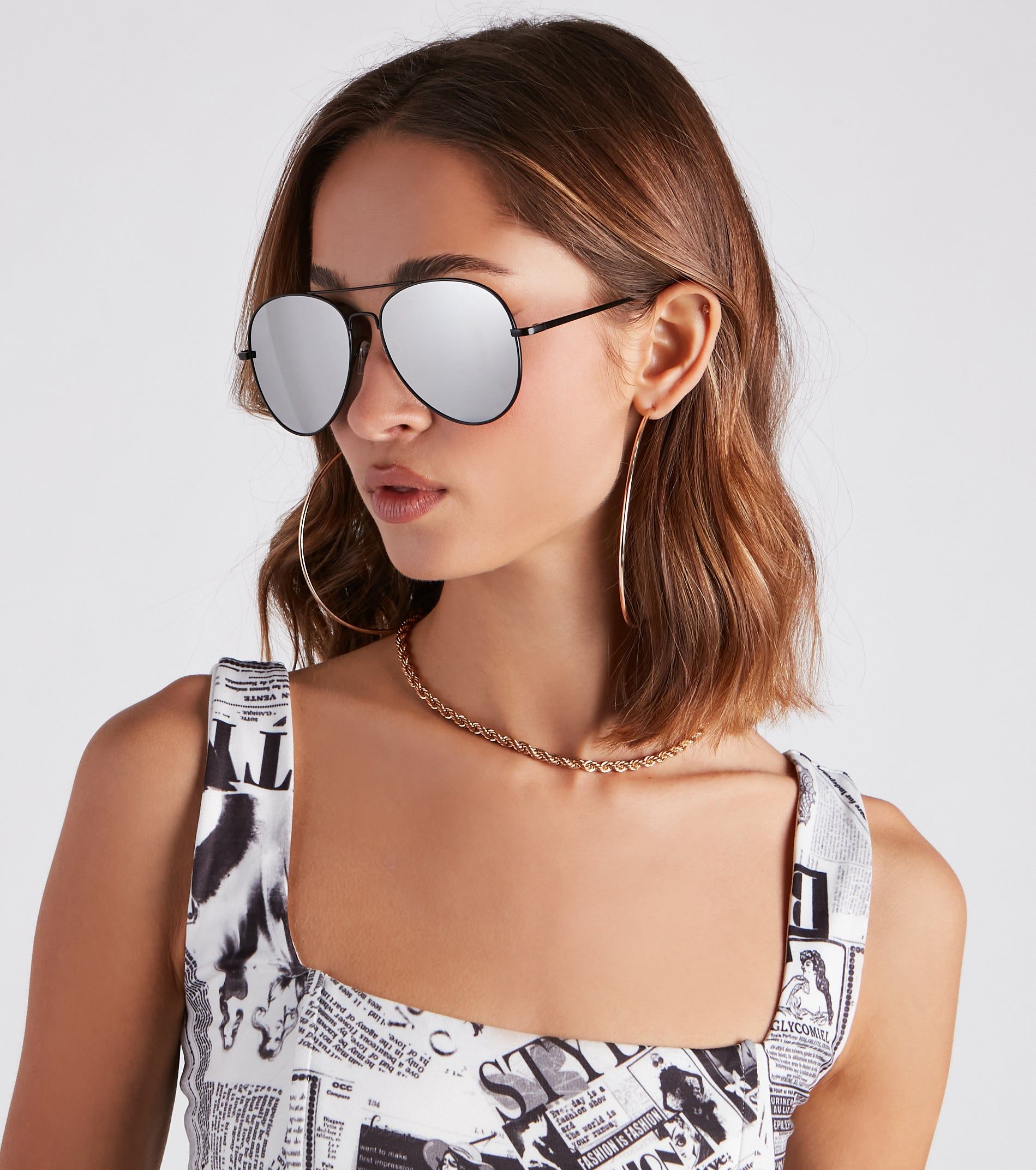 On Your Radar Mirrored Aviator Sunglasses sold by Windsor