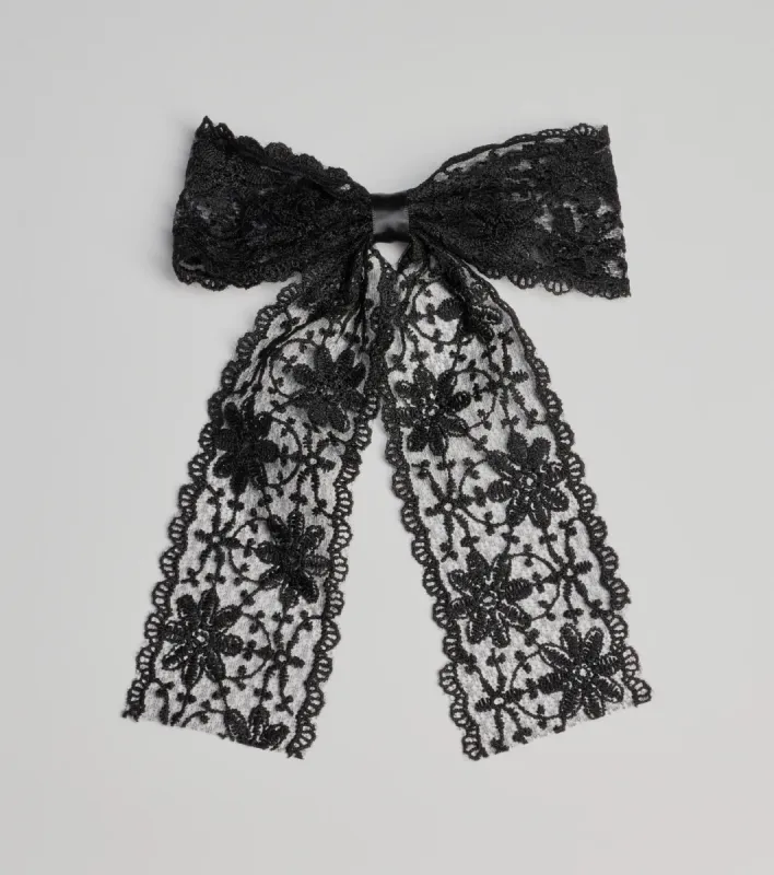 Charming Cutie Floral Lace Hair Bow Barrette sold by Windsor