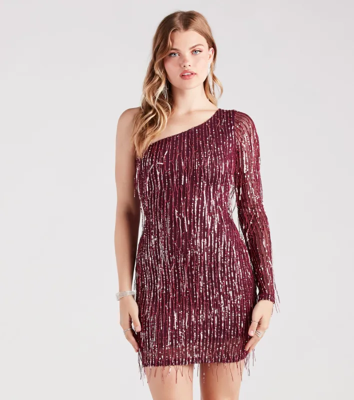 Glitz And Gleam Sequin Fringe Mini Dress sold by Windsor