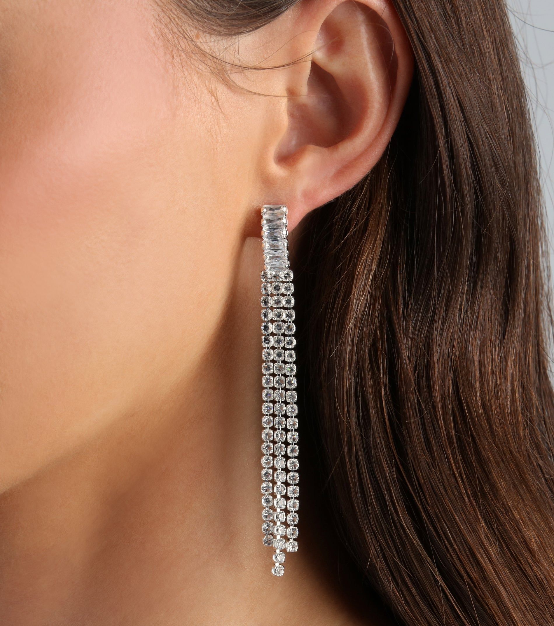 Living Fantasy In Rhinestone Fringe Earrings sold by Windsor product image thumbnail 2