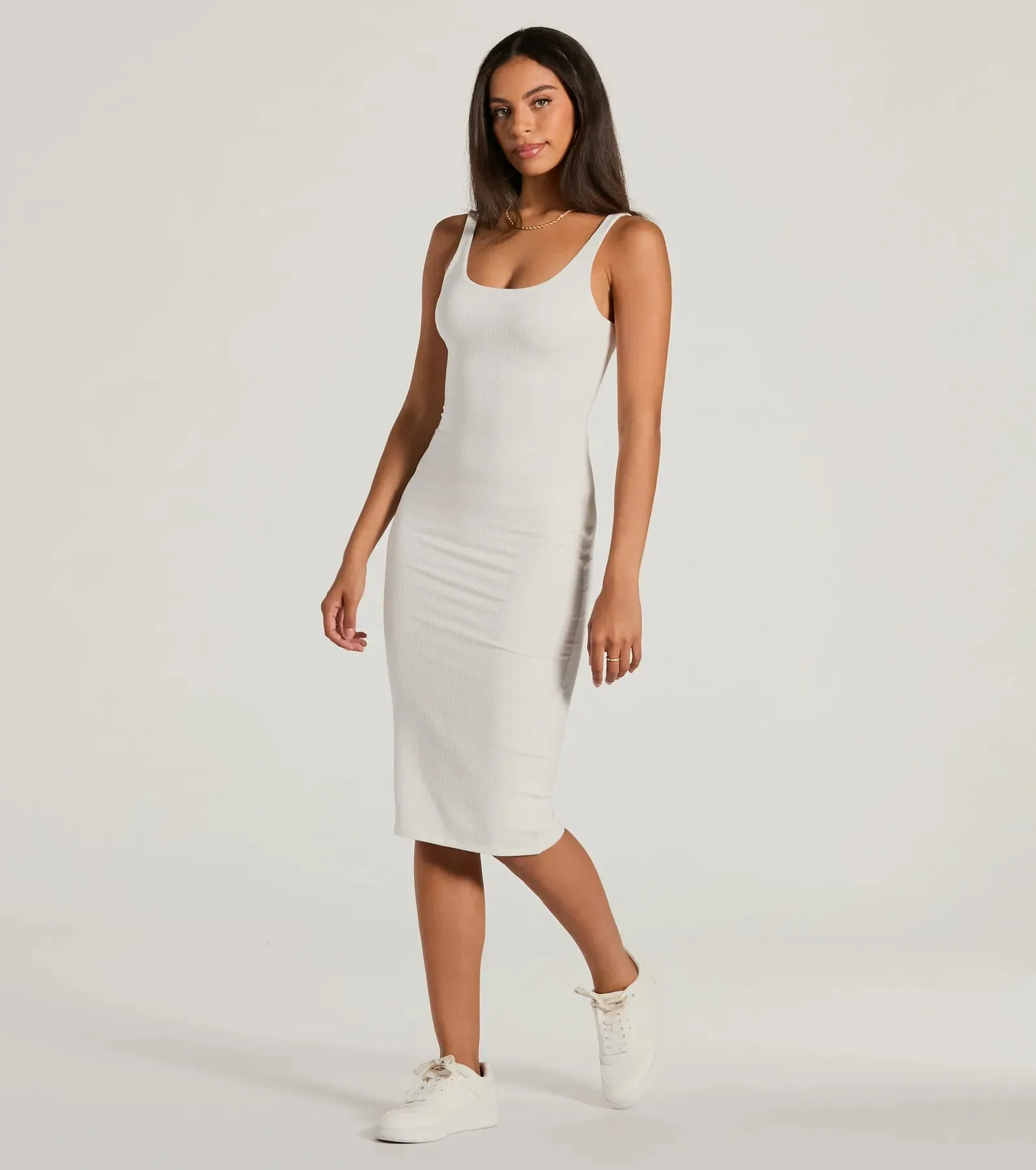 Done In One Ribbed Knit Bodycon Midi Dress sold by Windsor product image thumbnail 4