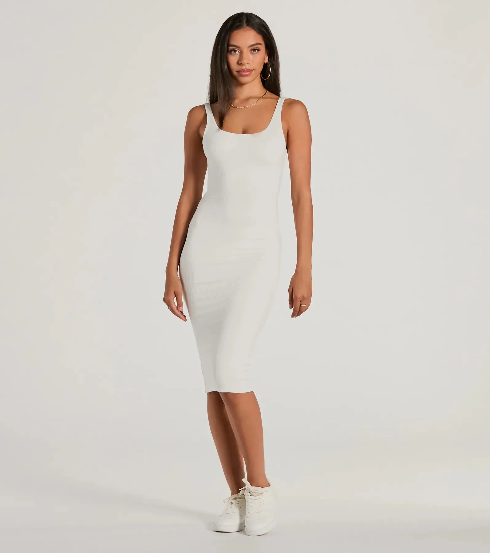 Done In One Ribbed Knit Bodycon Midi Dress sold by Windsor