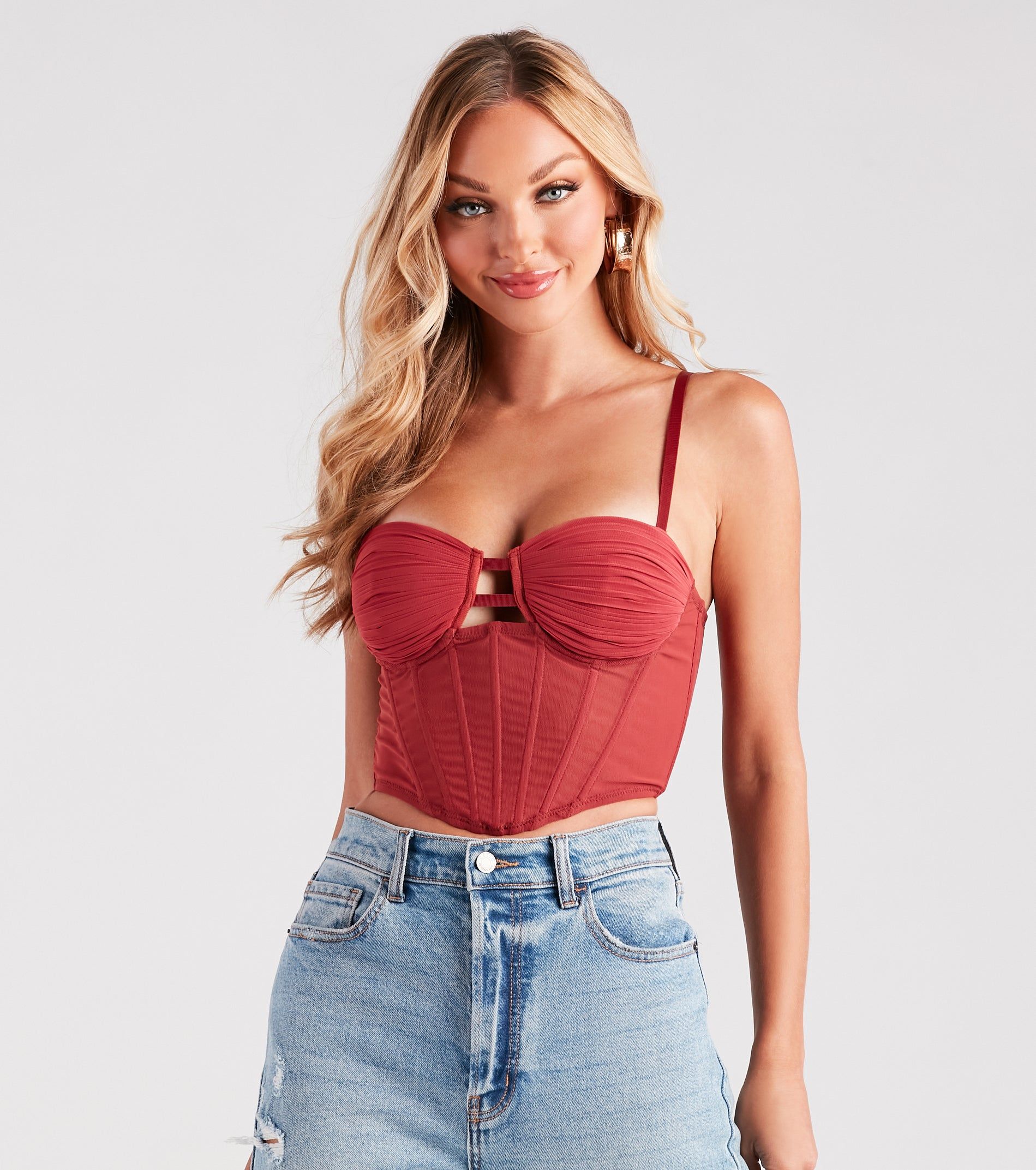 Sweet Affection Ruched Crop Bustier sold by Windsor