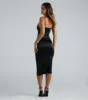 Emma Rhinestone Trim Satin Formal Midi Dress sold by Windsor