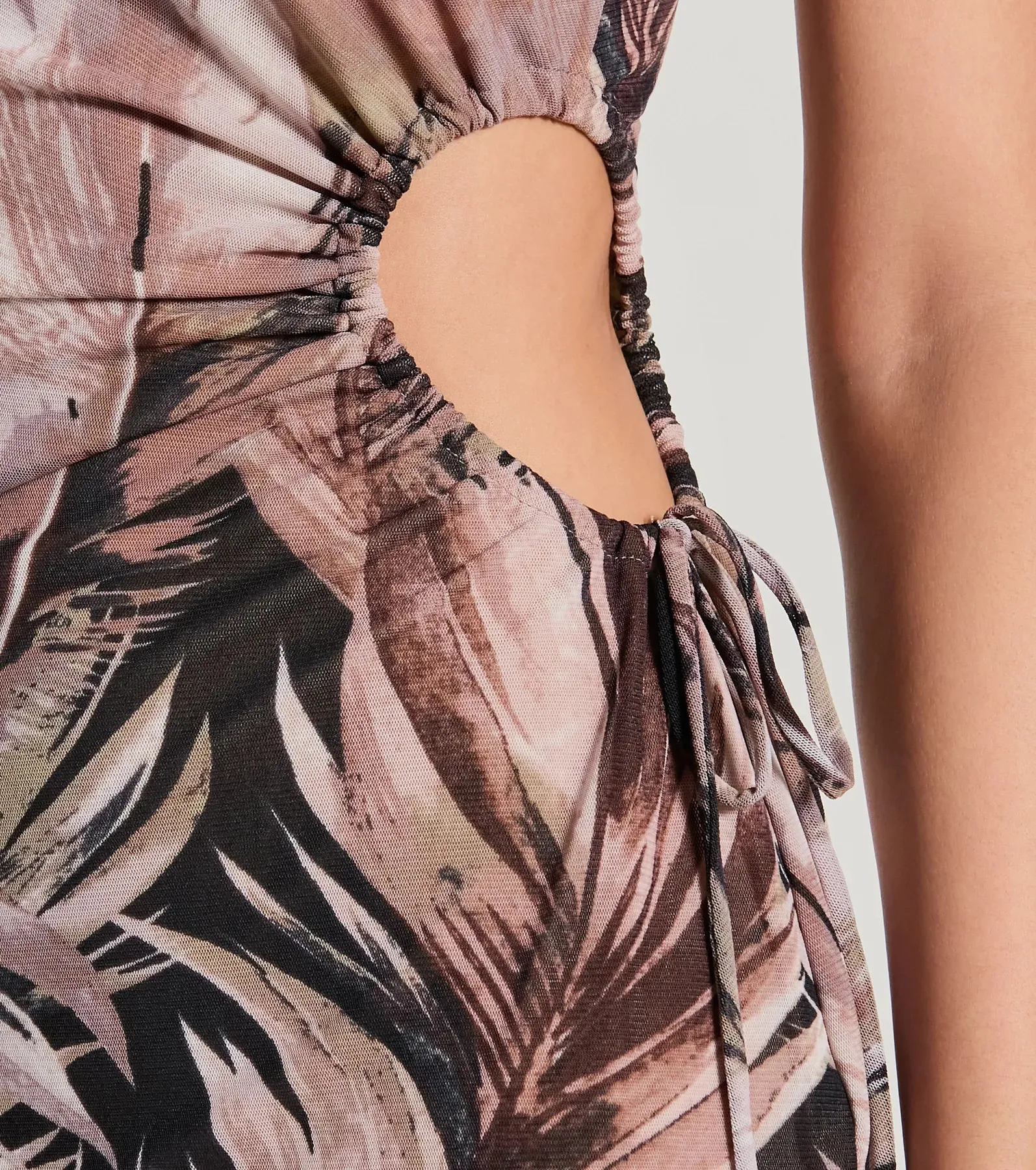 Getaway Bound Cutout Tropical Mesh Midi Dress sold by Windsor product image thumbnail 3