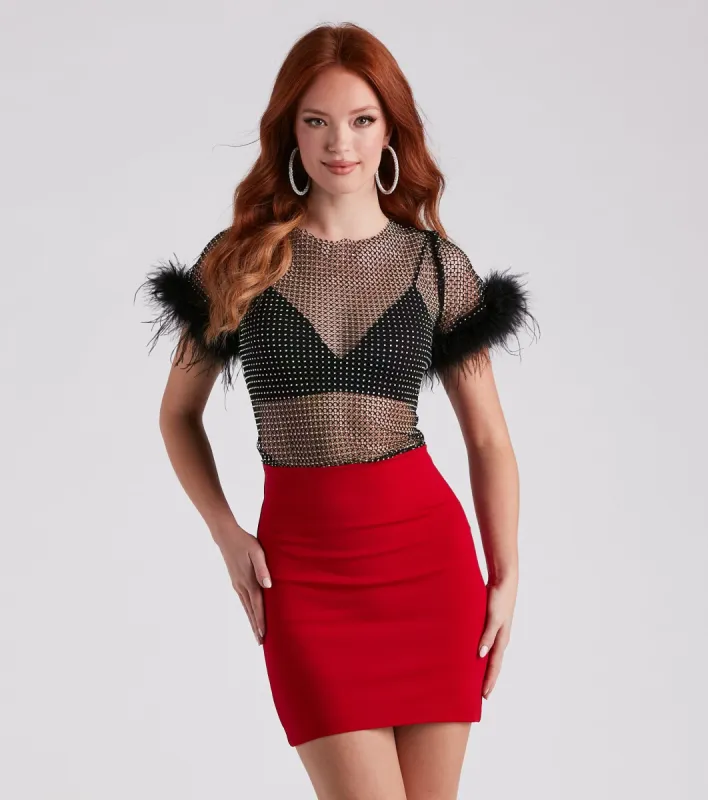 Light Up The Night Rhinestone Fishnet Top sold by Windsor