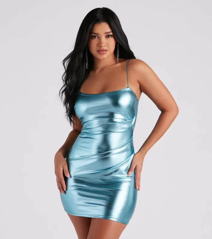 Bring That Glow Metallic Mini Dress sold by Windsor