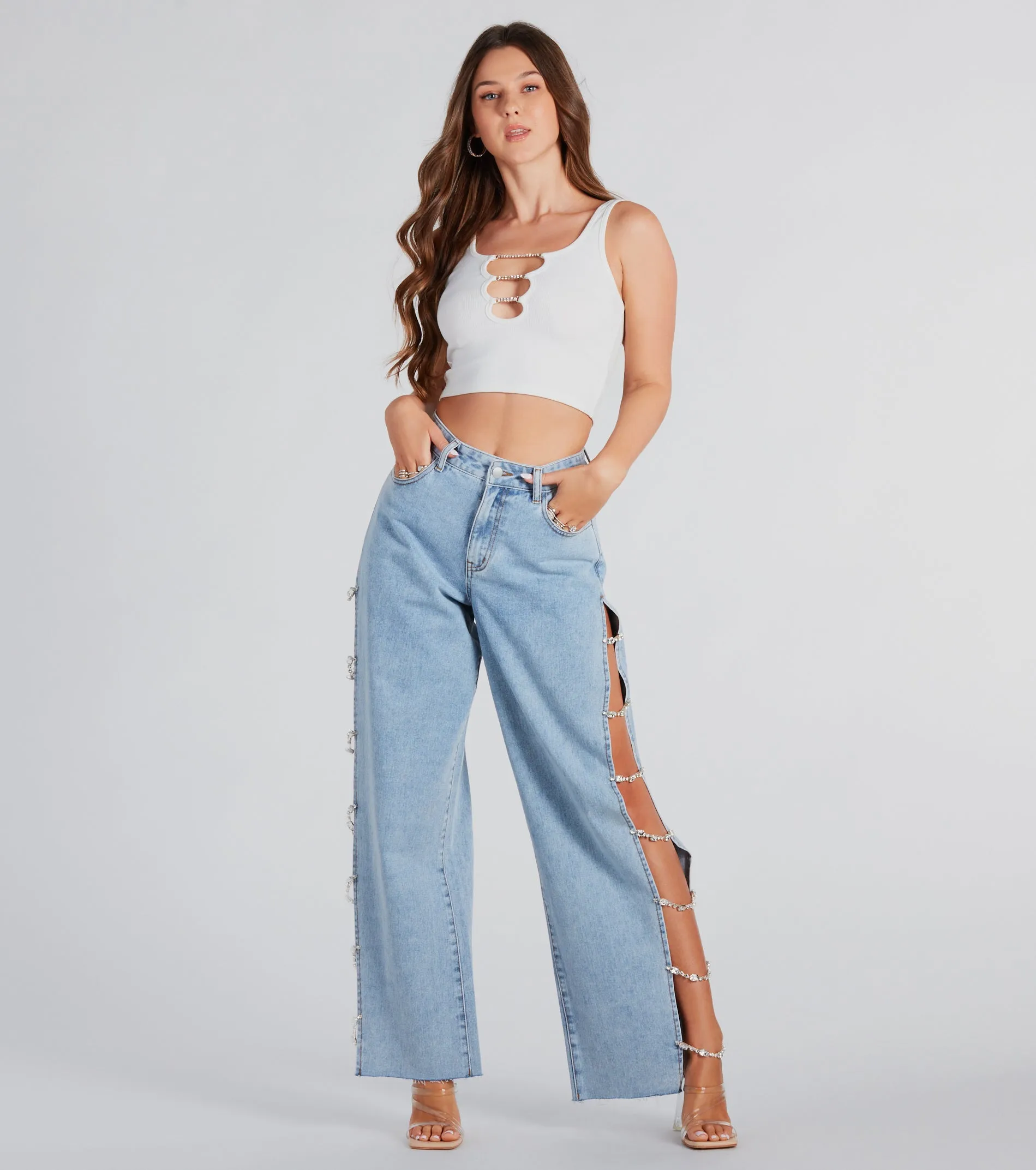 Glam Crush High-Rise Gemstone Denim Jeans sold by Windsor