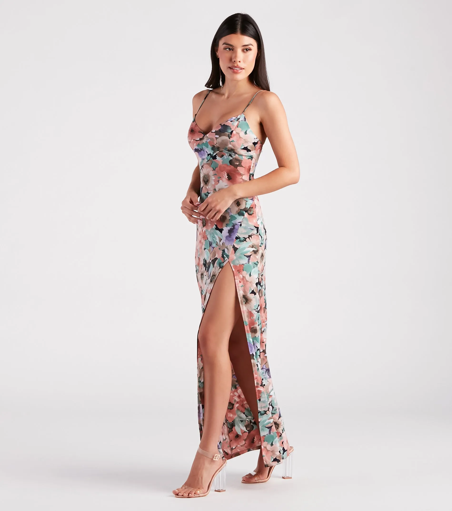 Paint Me In Floral V-Neck Maxi Dress sold by Windsor product image thumbnail 3