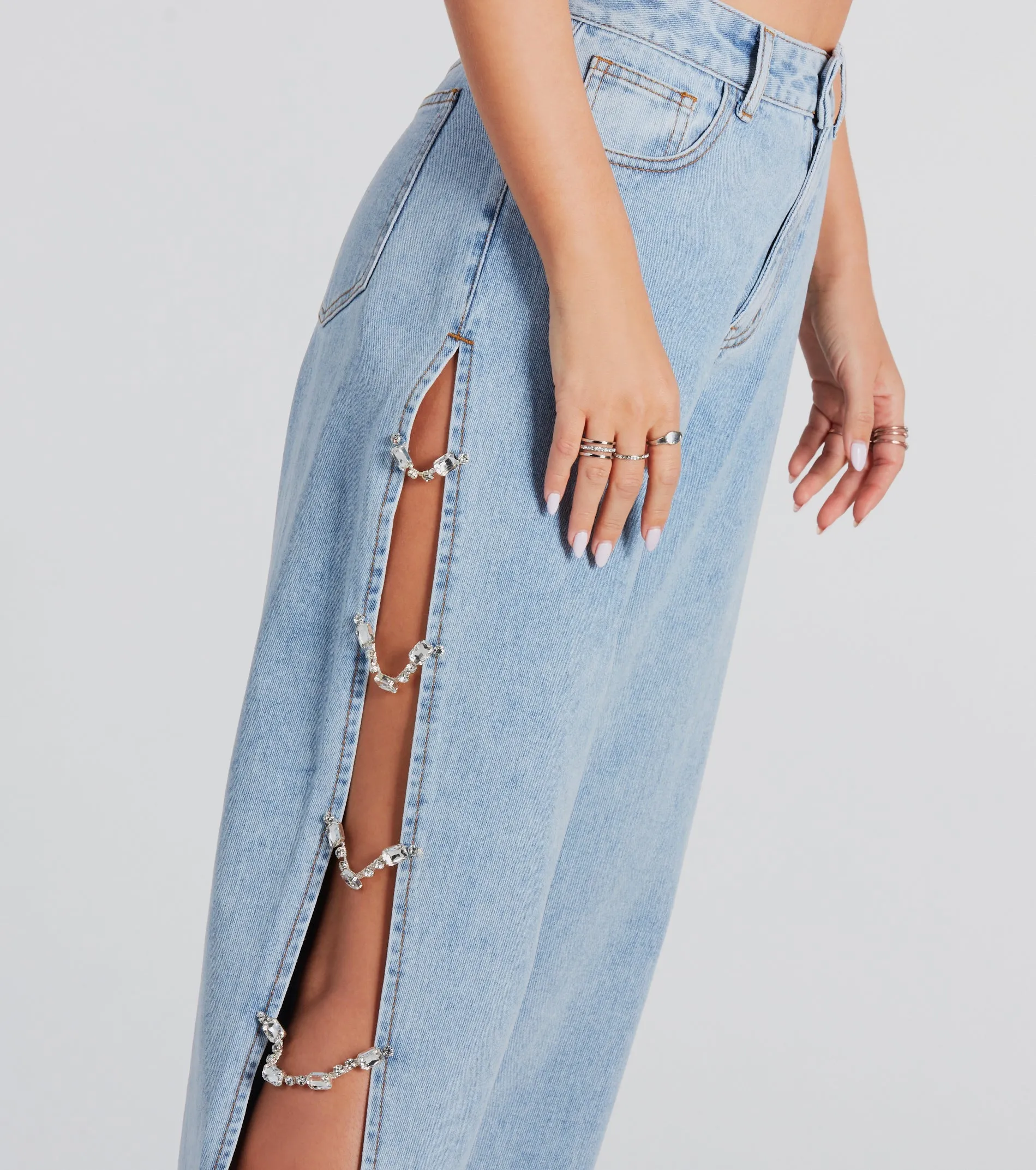 Glam Crush High-Rise Gemstone Denim Jeans sold by Windsor product image thumbnail 4