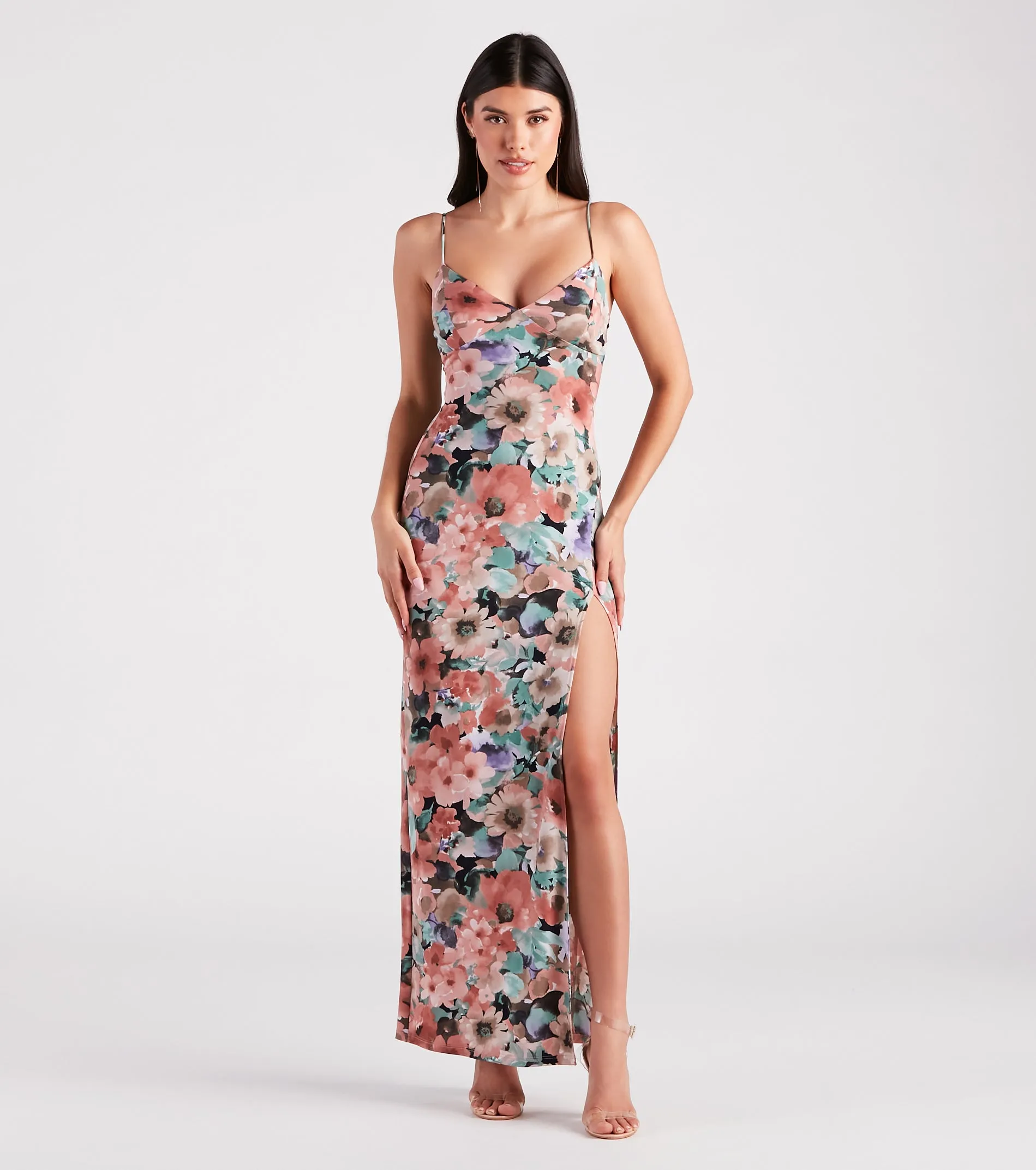 Paint Me In Floral V-Neck Maxi Dress sold by Windsor