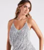 Spark Up The Glamour Sequin Fringe Romper sold by Windsor