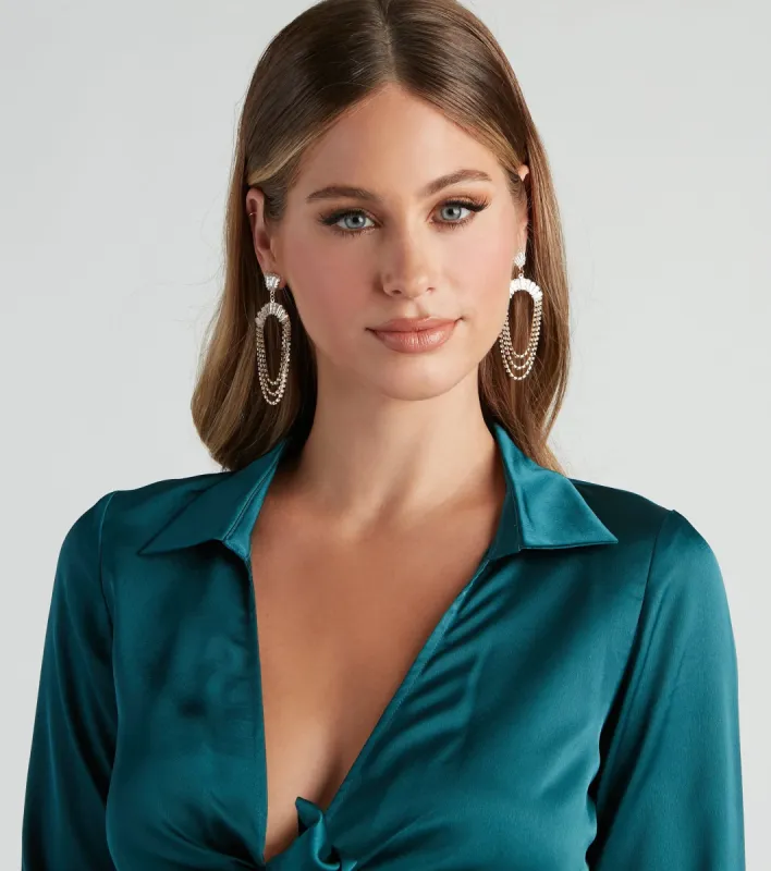 Vintage Glam Rhinestone Fringe Earrings sold by Windsor