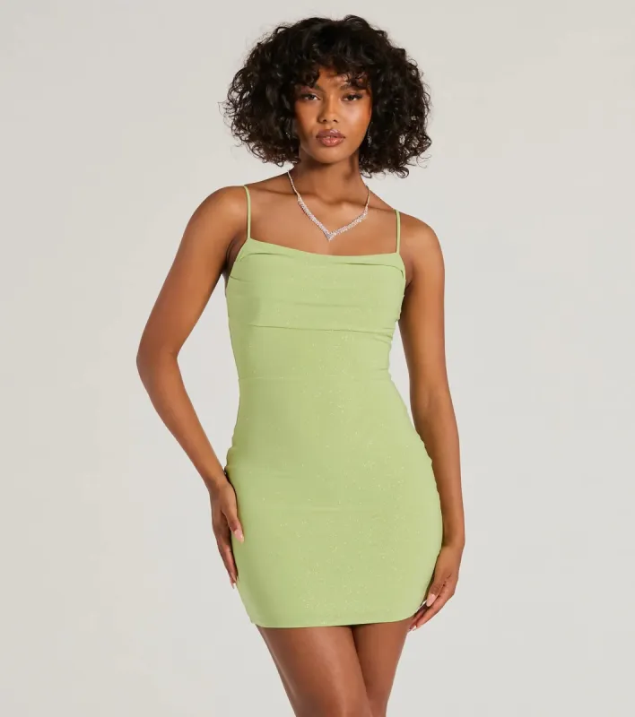 Unreal Sparkle Sleeveless Bodycon Glitter Mini Dress sold by Windsor
