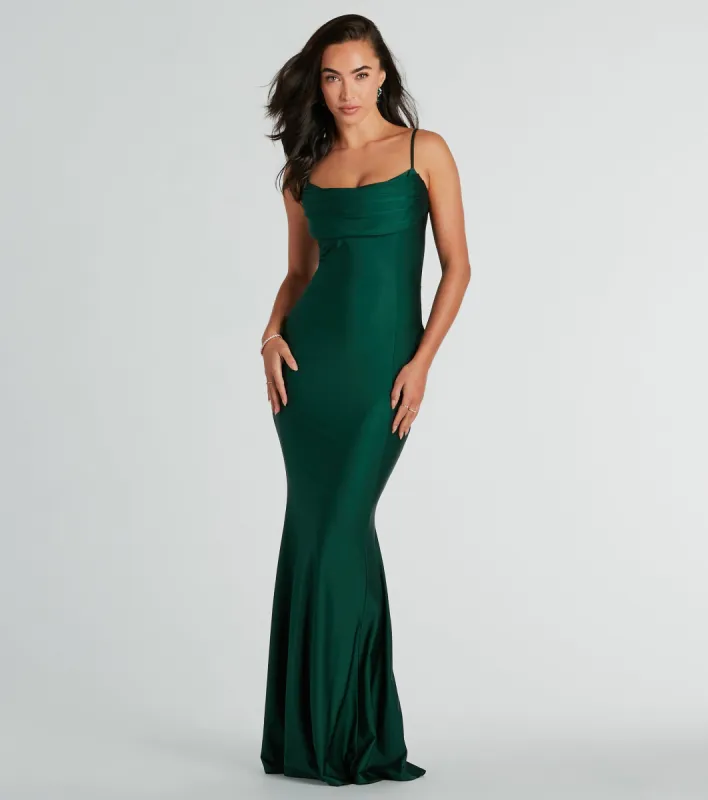 Cassandra Cowl Neck Mermaid Long Formal Dress sold by Windsor