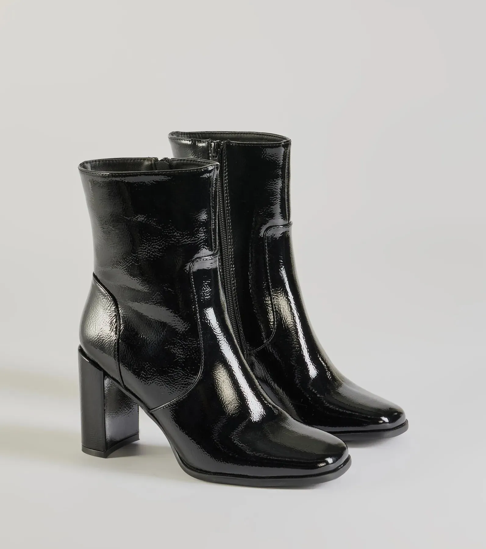 Bold Baddie Faux Patent Leather Ankle Booties sold by Windsor