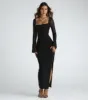 Becka Formal Mesh High Slit Long Dress sold by Windsor
