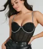 CLEARANCE - Dreamy Pearl And Rhinestone Trim Bustier Top sold by Windsor