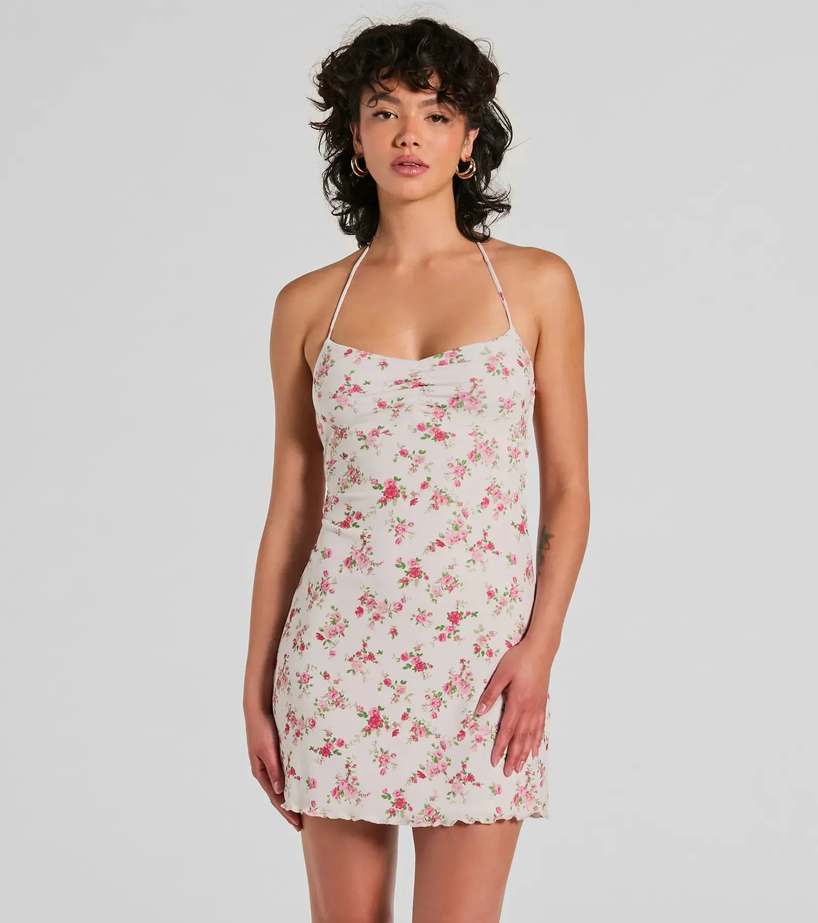 Summer Loving Halter Strappy Floral Mini Dress sold by Windsor