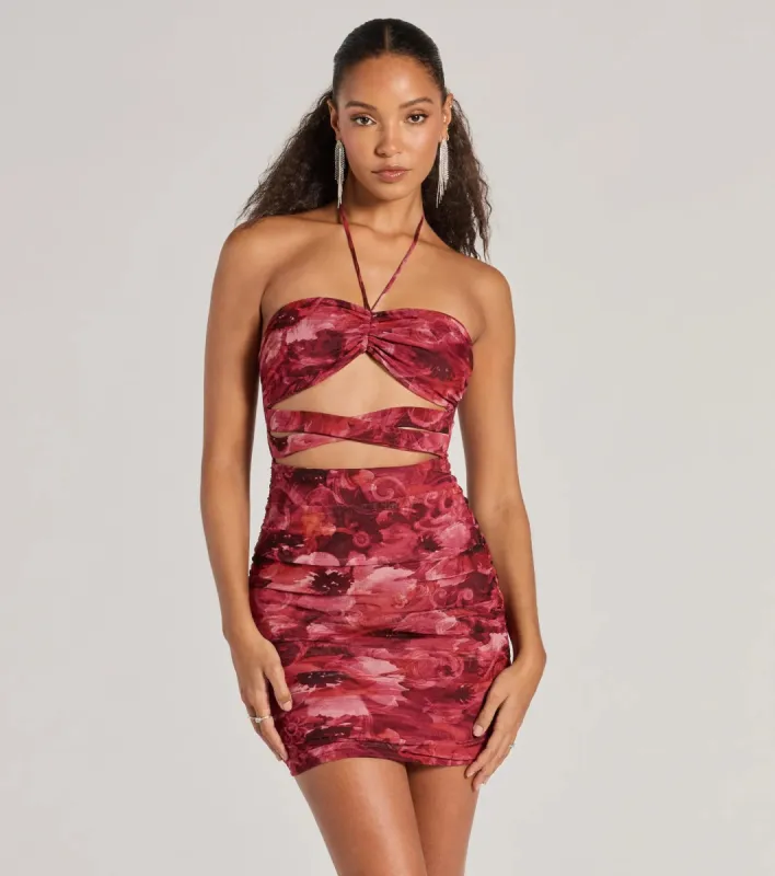 Resort Approved Halter Cutout Abstract Mini Dress sold by Windsor