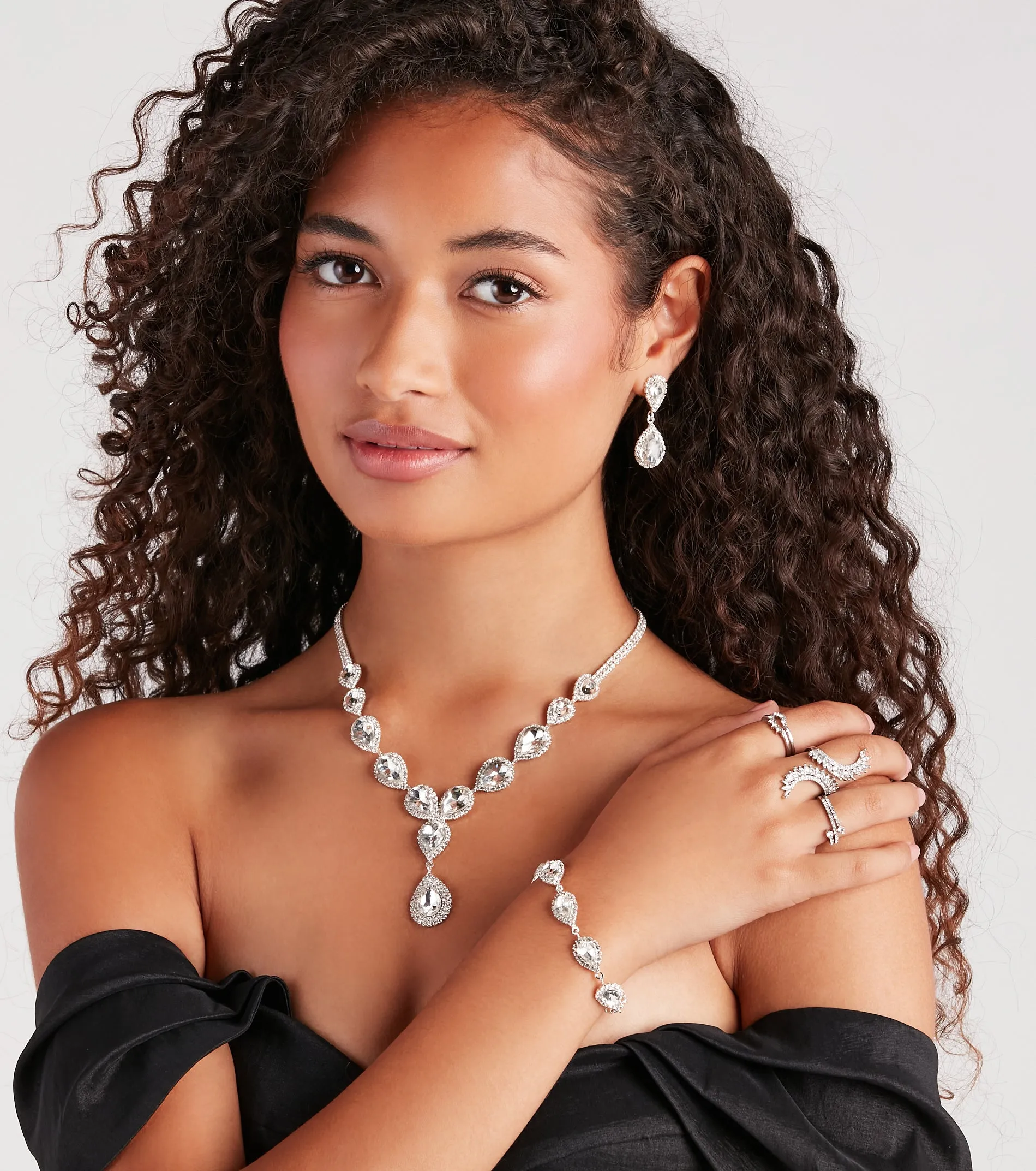 Glam Beauty Necklace, Earrings, And Bracelet Set sold by Windsor