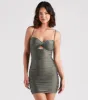 Feeling Fab Satin Ruched Mini Dress sold by Windsor