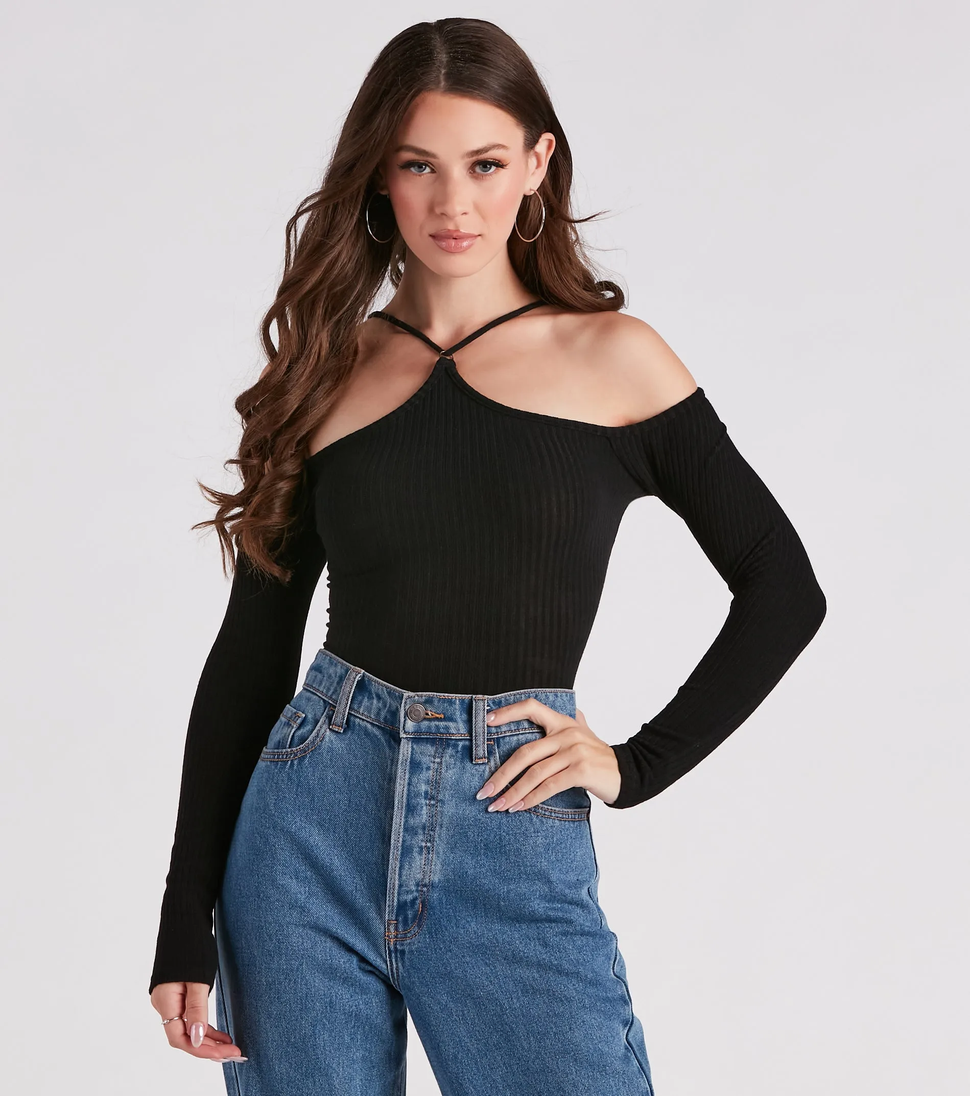 CLEARANCE - Gimme The Cold Shoulder Rib Knit Top sold by Windsor