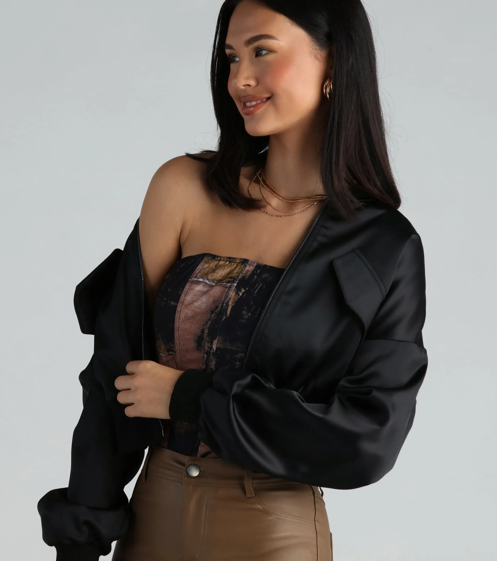 Next-Level Cool Satin Bomber Jacket sold by Windsor product image thumbnail 4