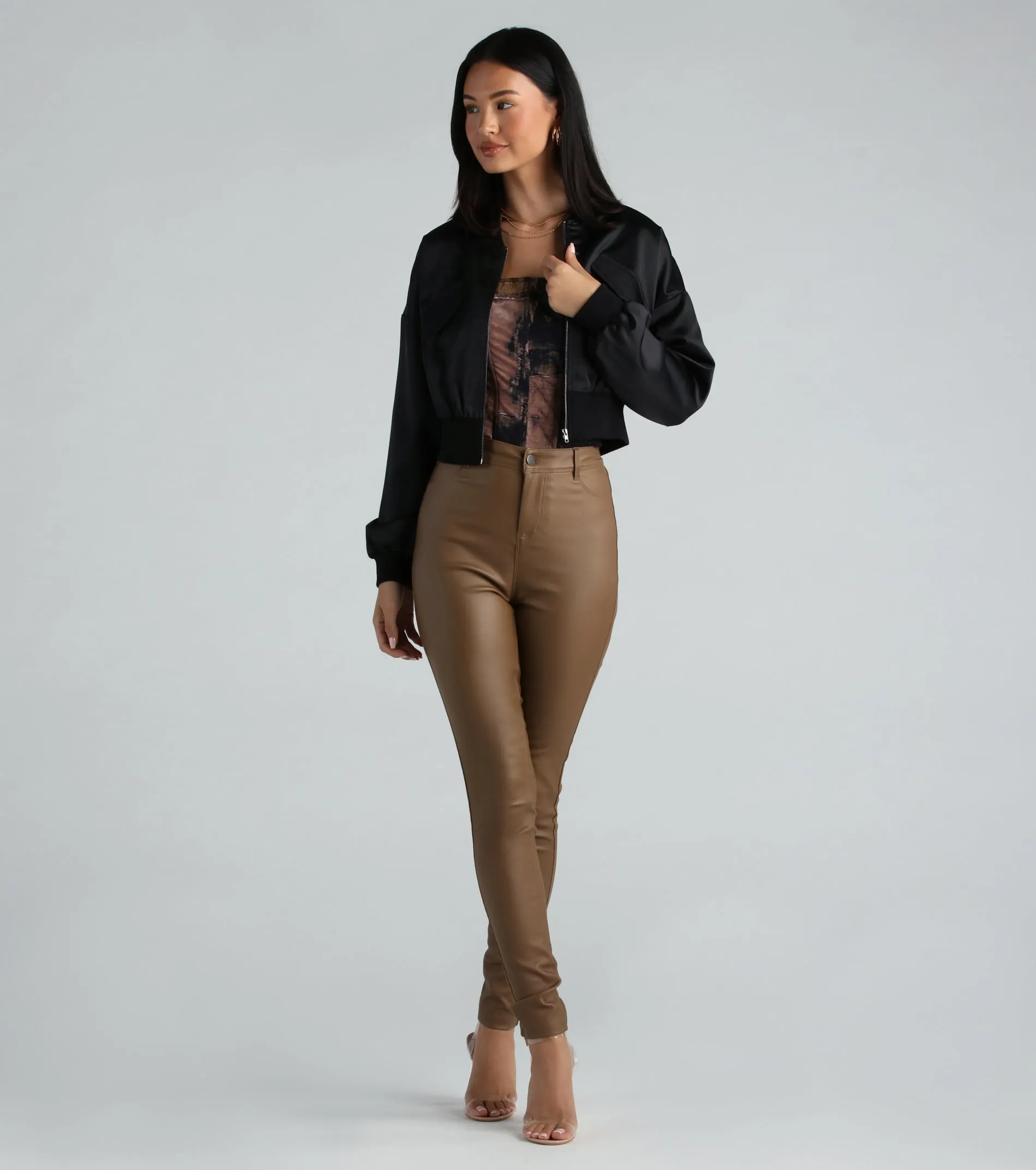 Next-Level Cool Satin Bomber Jacket sold by Windsor product image thumbnail 3