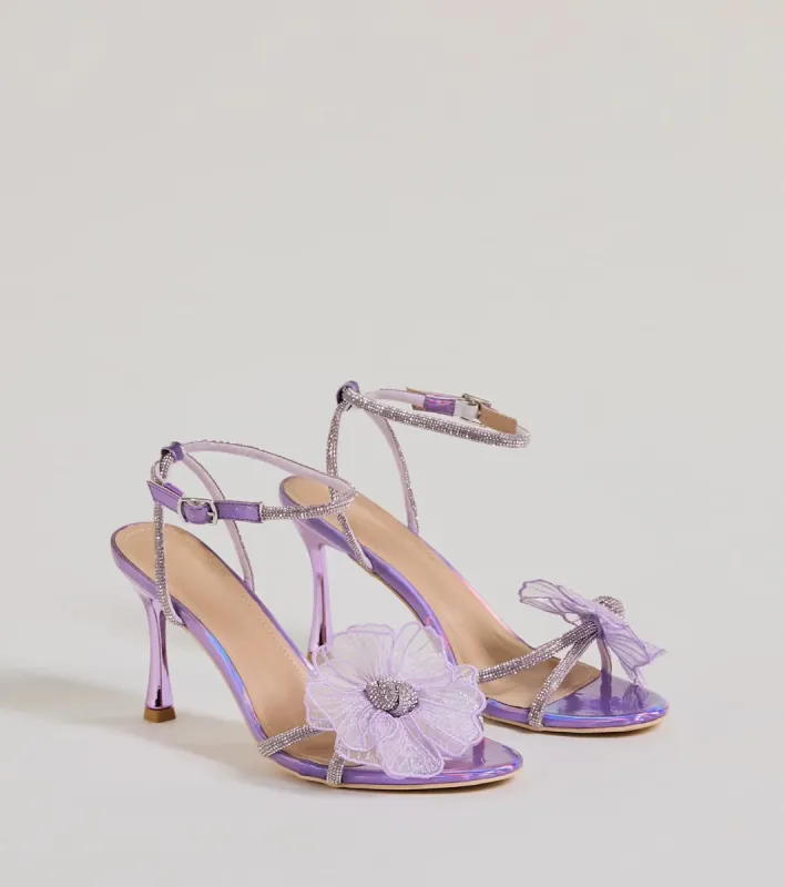 Glam Enchantment Organza Flower Metallic Heels sold by Windsor