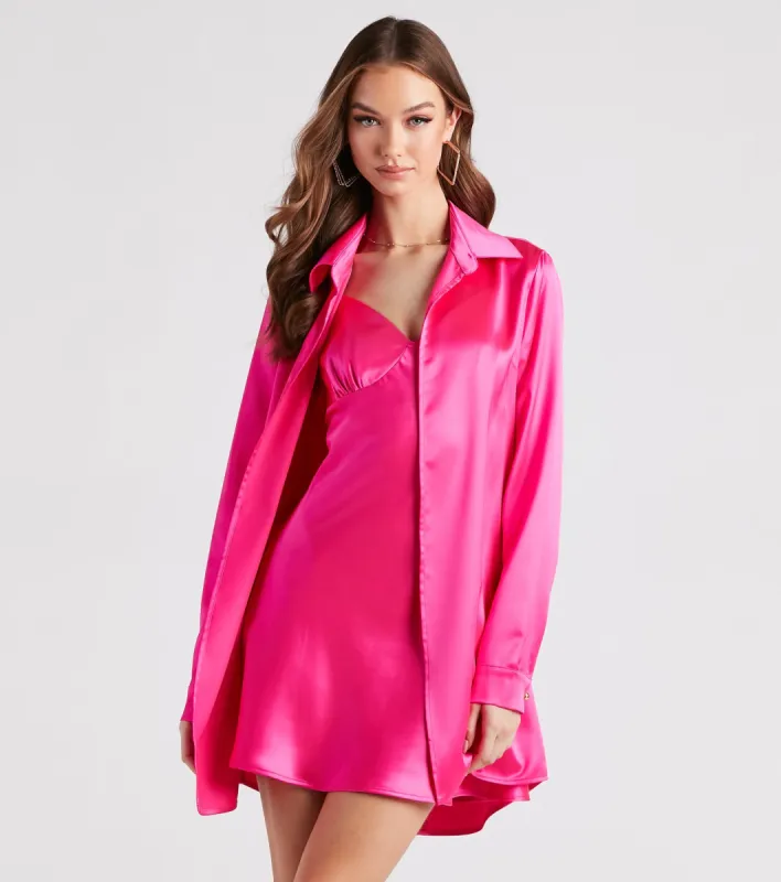 Forever Timeless Satin Collared Top sold by Windsor