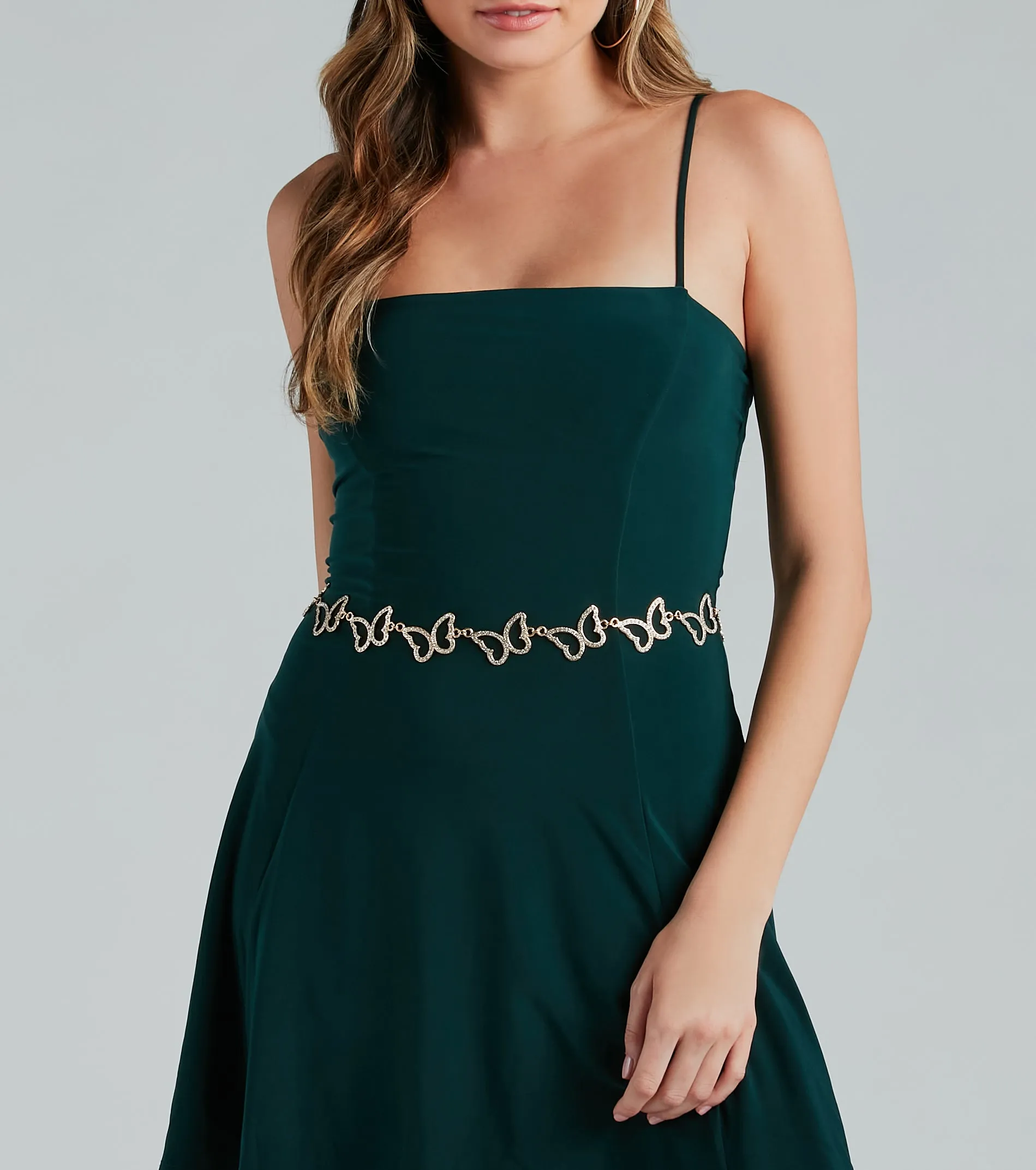 Time To Flutter Rhinestone Butterfly Chain Belt sold by Windsor