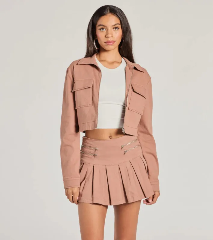 Practical Charm Zip Up Denim Shacket sold by Windsor