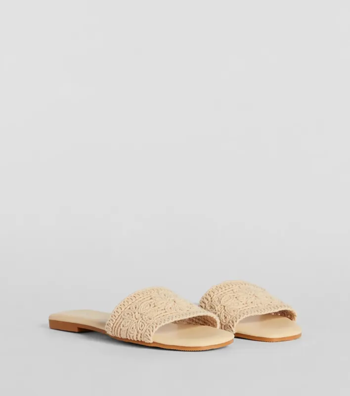 Fun Vibes Floral Straw Flat Sandals sold by Windsor