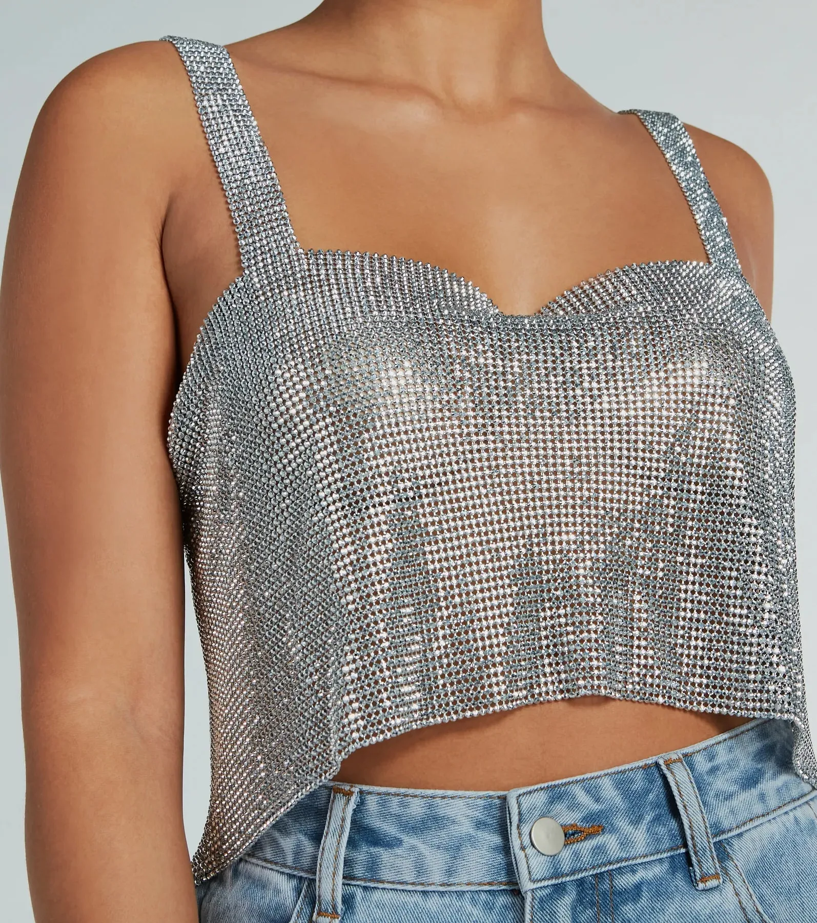 She's So Dazzling Sequin Chainmail Tank Top sold by Windsor product image thumbnail 2