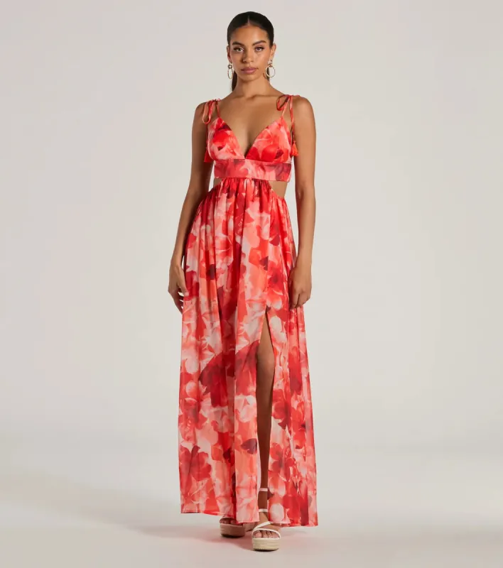 Vacay Attitude V-Neck Floral Tropical Maxi Dress sold by Windsor